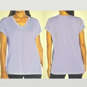 Banana Republic Modal Cotton Rolled Sleeve V-Neck Top in Persian Violet. XXL